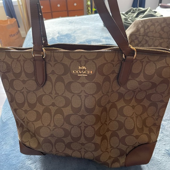 Coach Brown Monogram Tote - Picture 1 of 4